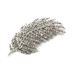 Silvertone Feather Pin - with Clear Rhinestones